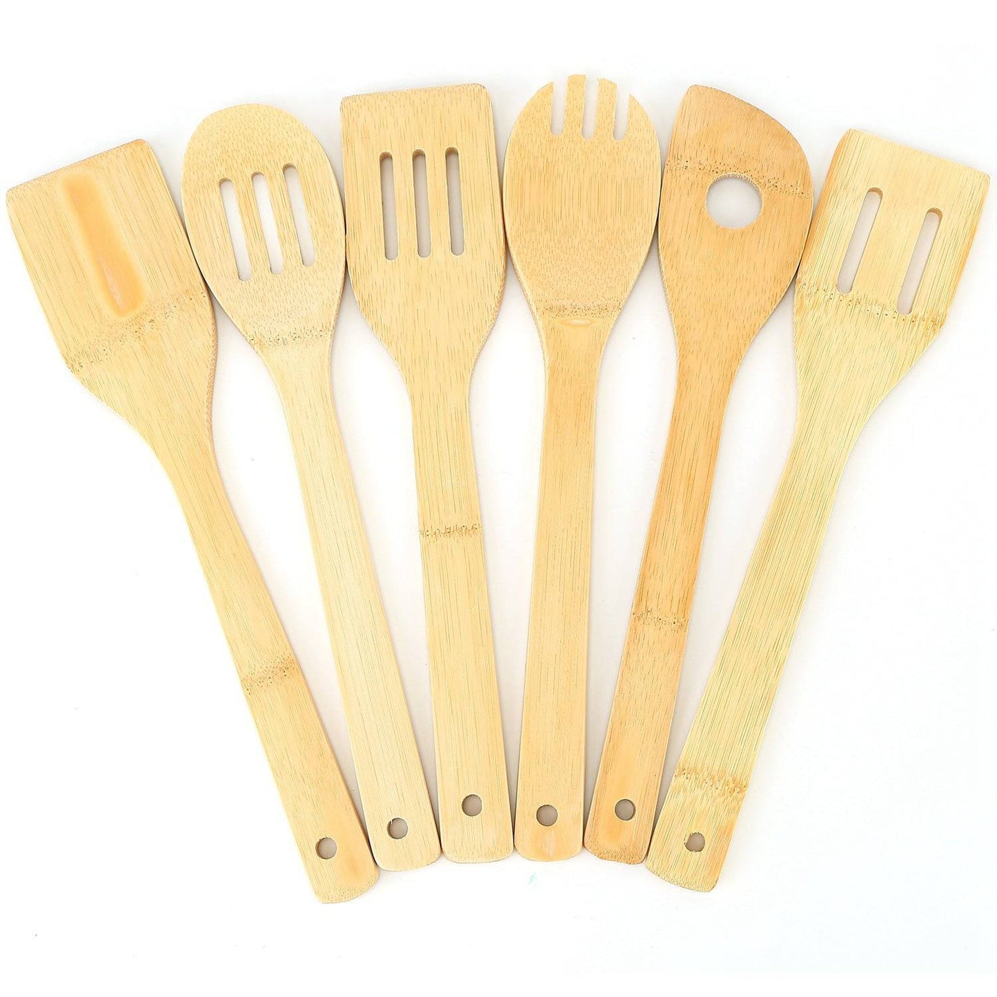 6Pcs Cooking Utensil Bamboo Wooden Spoons Spatula Kitchen Cooking Tools - Growtochoice LLC