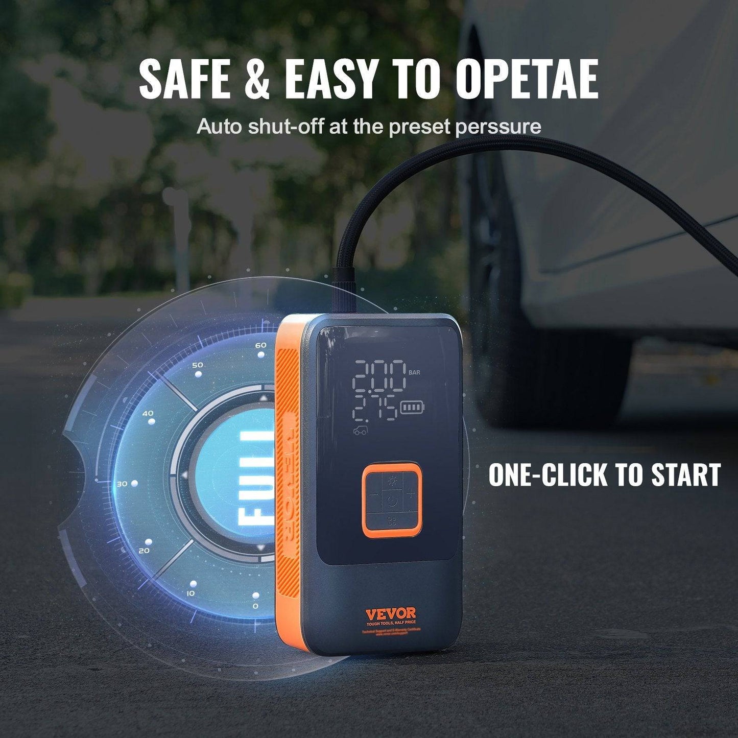 Portable Tire Inflator Air Compressor - Dual-Cylinder & 12000mAh Rechargeable Pump - Fast Inflation, Auto-Off, LCD Gauge, LED Light - Car Motorcycle Bike Bal - Growtochoice LLC