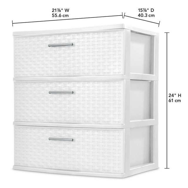 3-Drawer Wide Weave Storage Tower