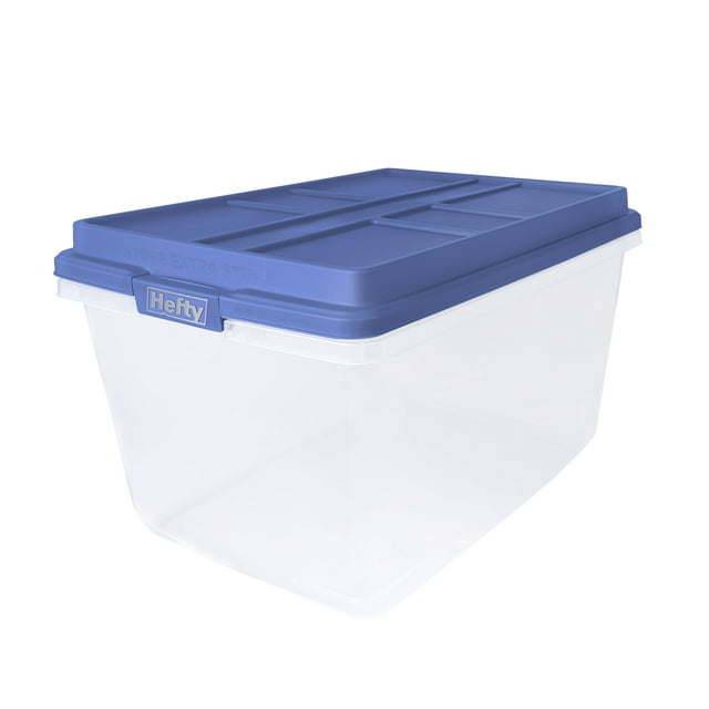 72 Qt. Clear Plastic Storage Bin with Blue HI-RISE Lid, 6 Pack - Growtochoice LLC
