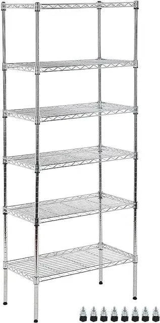 6-Tier Wire Shelving Unit Capacity Adjustable Storage Shelves Heavy Duty Storage Rack with Wheels NSF Metal Shelf