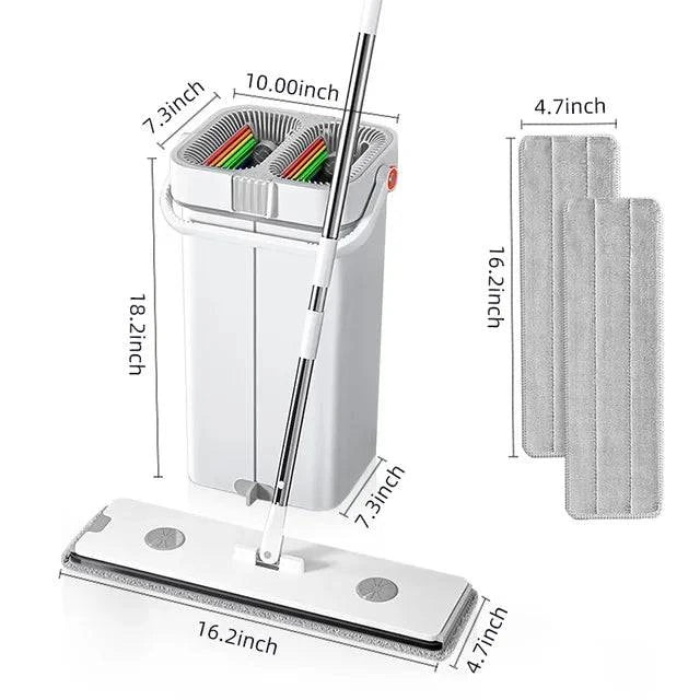 Mop With Bucket and Squeeze,Hand Free Flat Floor Mop and Bucket Multifunction Microfiber Mops Floor Cleaning with Bucket - Growtochoice LLC