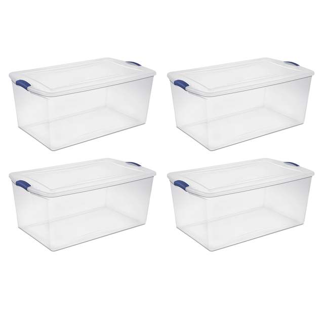 Sterilite 105 Qt. Latch Box Plastic, Stadium Blue, Set of 4 storage box organizer box storage containers - Growtochoice LLC