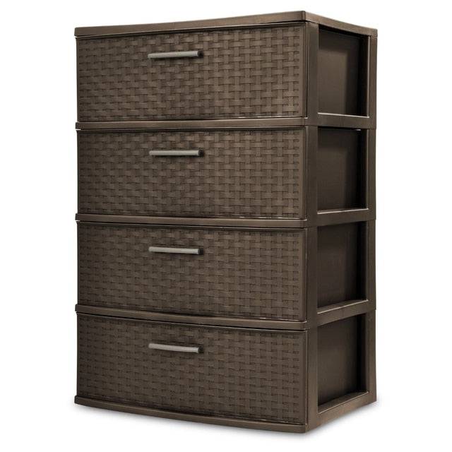 4 Drawer Wide Weave Tower Cement Storage Box home hanging clothes drawer - Growtochoice LLC