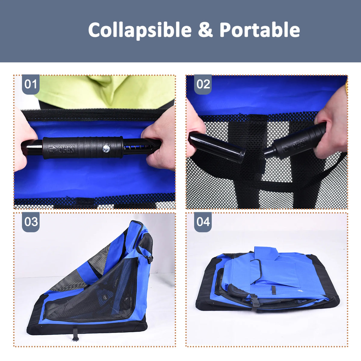 Soft Sided Dog Crate, Portable Collapsible Dog Kennel with 3 Doors, Washable Cover, Steel Tube Frame, Fleece Bed & Adjustable Straps, Indoor Outdoor Pet Travel Crate