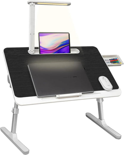 Portable Lap Desk with LED Light, Drawer, and Adjustable Stand: Ideal for Bed, Sofa, Study, and Reading