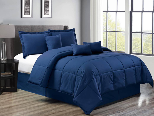 7-Piece Navy Down Alternative Soft Comforter Bedding Set