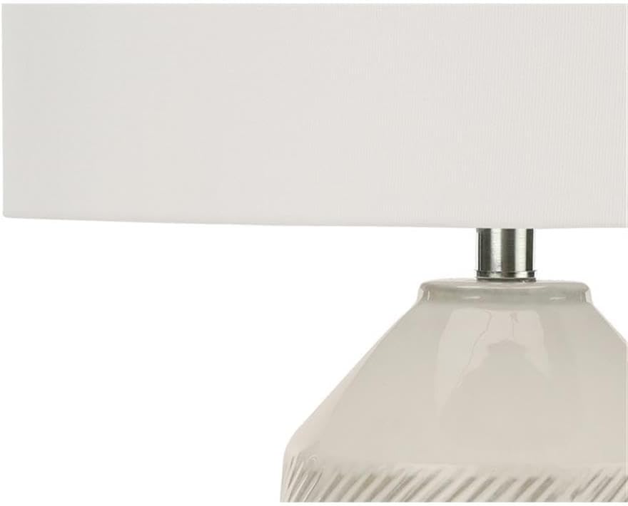 Cream Ceramic Textured Table Lamp with Ivory Shade