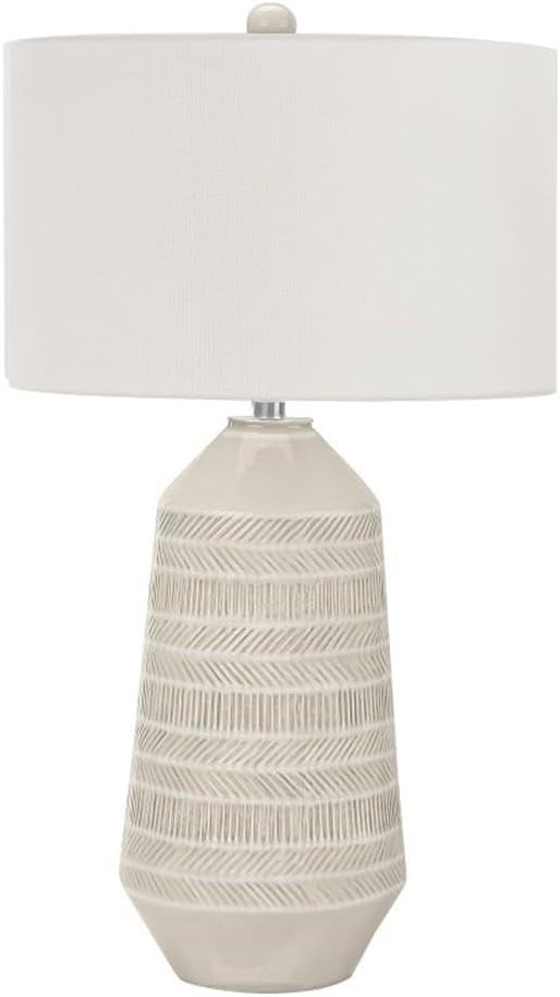 Cream Ceramic Textured Table Lamp with Ivory Shade
