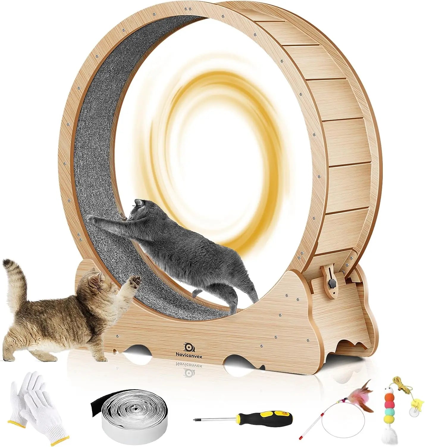 Large Cat Treadmill with Carpeted Runway – Exercise Wheel for Indoor Cats