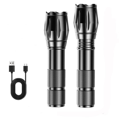 18650 High-Power LED Flashlight, USB Rechargeable, Zoomable Camping Light