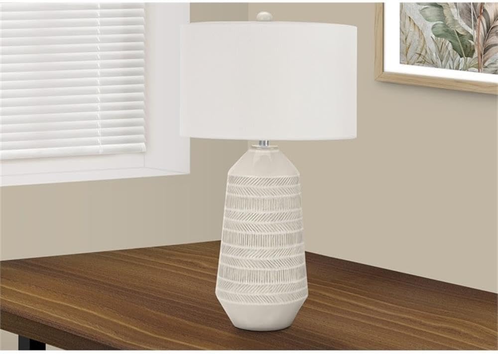 Cream Ceramic Textured Table Lamp with Ivory Shade