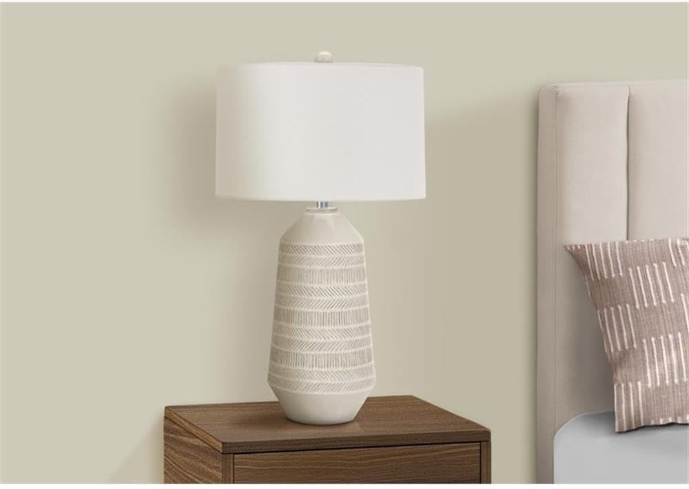 Cream Ceramic Textured Table Lamp with Ivory Shade