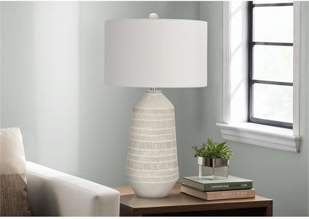 Cream Ceramic Textured Table Lamp with Ivory Shade