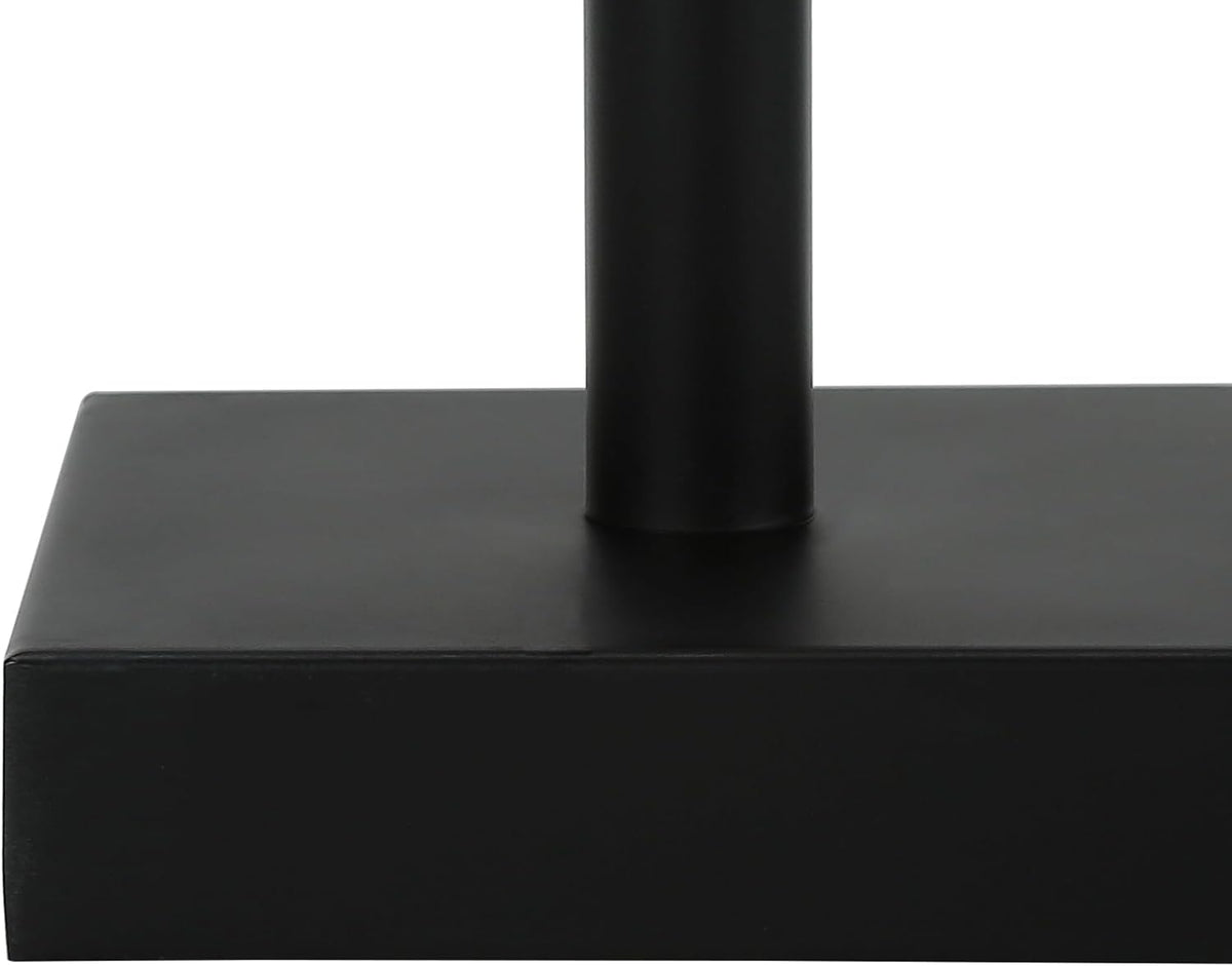 Set Of 2 USB Table Lamps With Black Base And Beige Shade