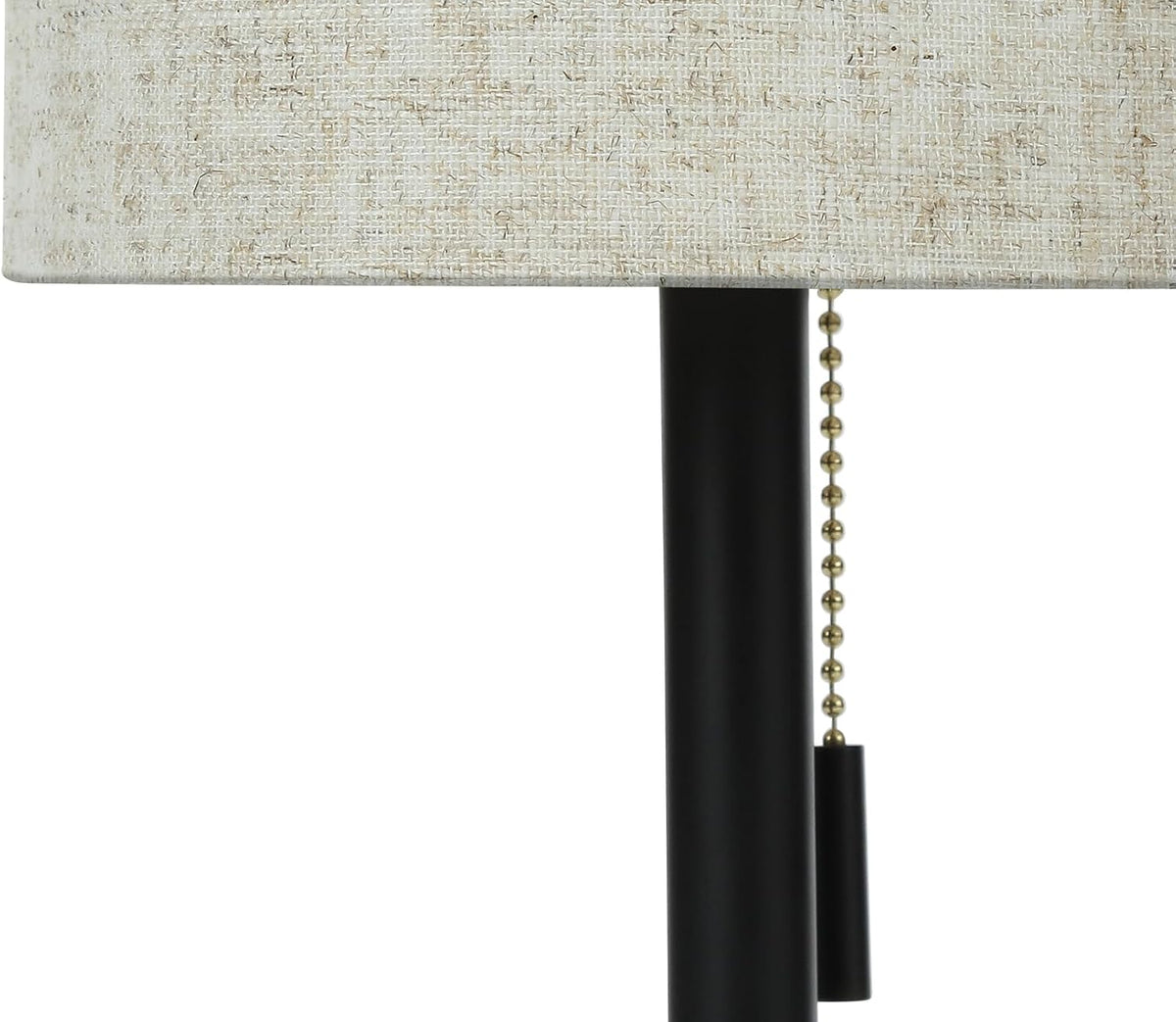 Set Of 2 USB Table Lamps With Black Base And Beige Shade