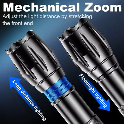 18650 High-Power LED Flashlight, USB Rechargeable, Zoomable Camping Light