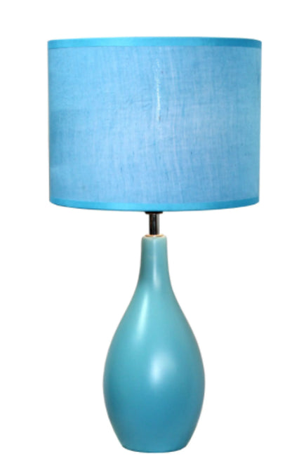 "Modern Ceramic Table Lamp with Oval Bowling Pin Base – Stylish Home Decor Lighting"