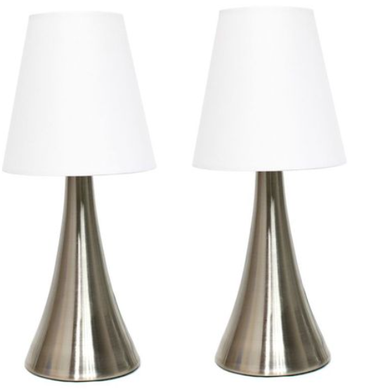 Set of 2 Modern Leather Table Lamps with White Fabric Shades - Elegant Designs