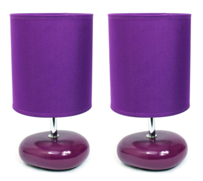 Simple Designs Stonies Small Stone Look Table Bedside Lamp (Set of 2)