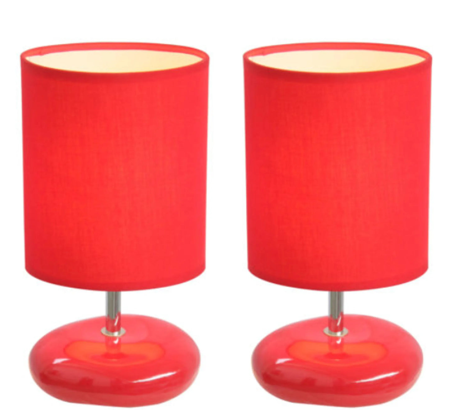 Simple Designs Stonies Small Stone Look Table Bedside Lamp (Set of 2)