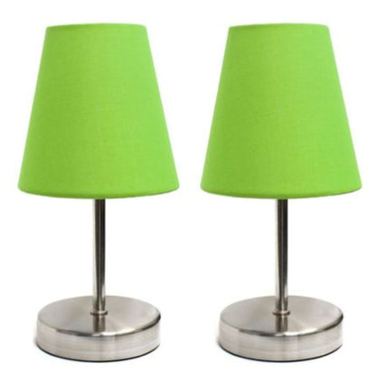 Sand Nickel Mini Basic Table Lamp with Fabric Shade (Set of 2)