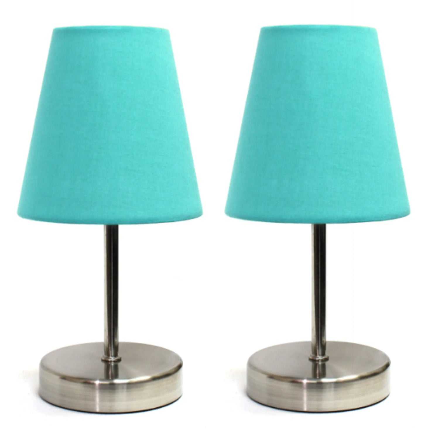 Sand Nickel Mini Basic Table Lamp with Fabric Shade (Set of 2)