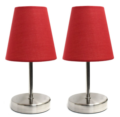 Sand Nickel Mini Basic Table Lamp with Fabric Shade (Set of 2)