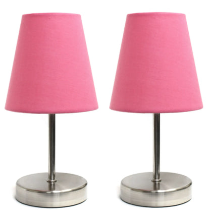 Sand Nickel Mini Basic Table Lamp with Fabric Shade (Set of 2)