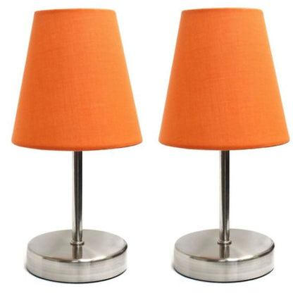 Sand Nickel Mini Basic Table Lamp with Fabric Shade (Set of 2)