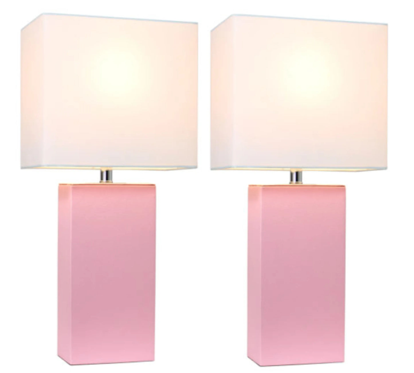 Elegant Designs Modern Leather Table Lamps with White Fabric Shades (Set of 2) - Growtochoice LLC