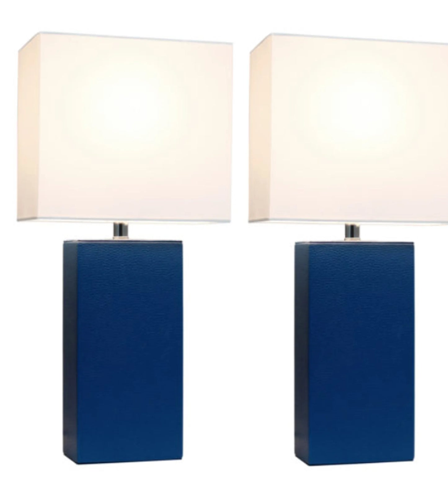 Elegant Designs Modern Leather Table Lamps with White Fabric Shades (Set of 2) - Growtochoice LLC