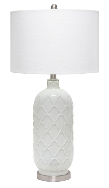 Home Argyle Classic White Table Lamp with Elegant Fabric Shade