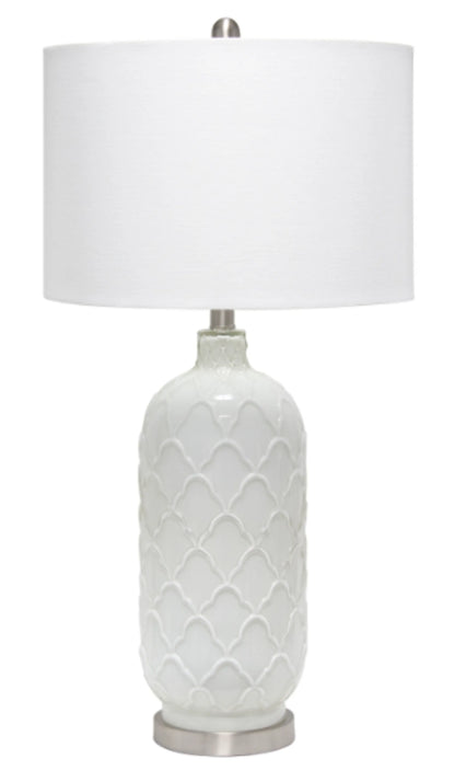 Home Argyle Classic White Table Lamp with Elegant Fabric Shade