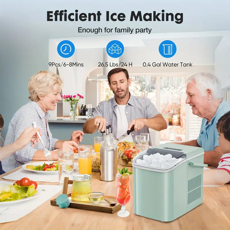 Countertop Ice Maker, 9 Cubes in Only 6 Minutes