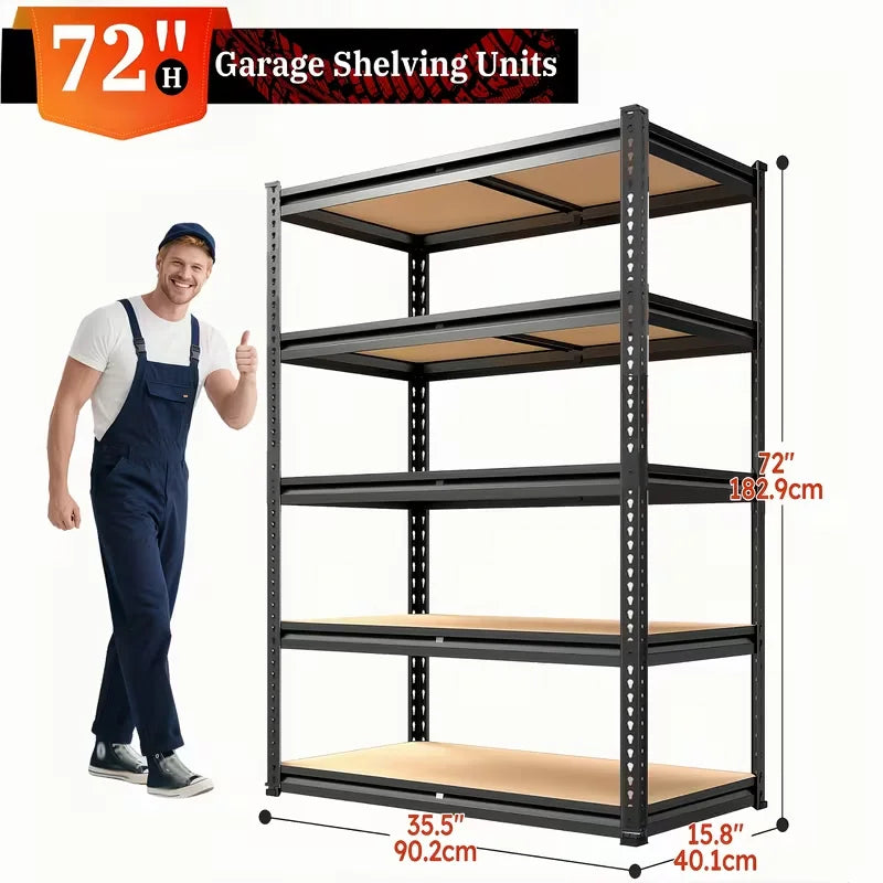 72 inch Color Heavy-Duty Metal Storage Rack 2000 lb Per Shelf