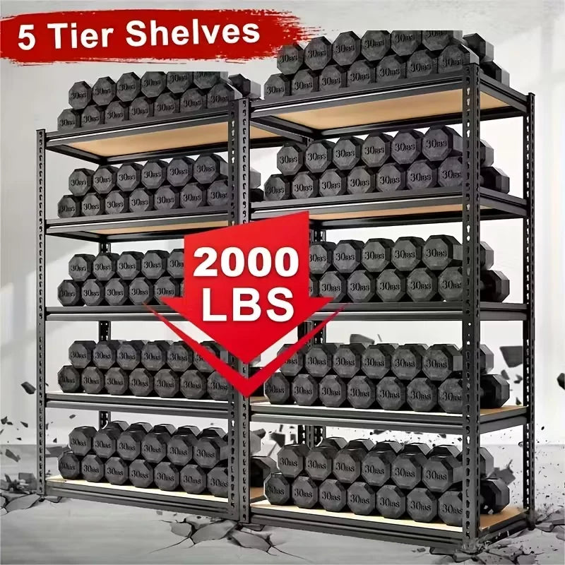 Heavy-Duty Metal Storage Rack 2000 lb Per Shelf