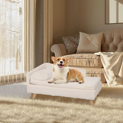 **Nordic Elevated Pet Bed with Cushion and Wood Legs**