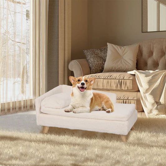 **Nordic Elevated Pet Bed with Cushion and Wood Legs**