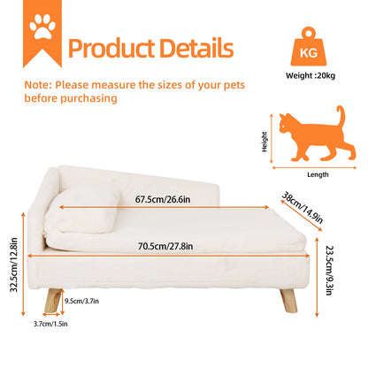 **Nordic Elevated Pet Bed with Cushion and Wood Legs**