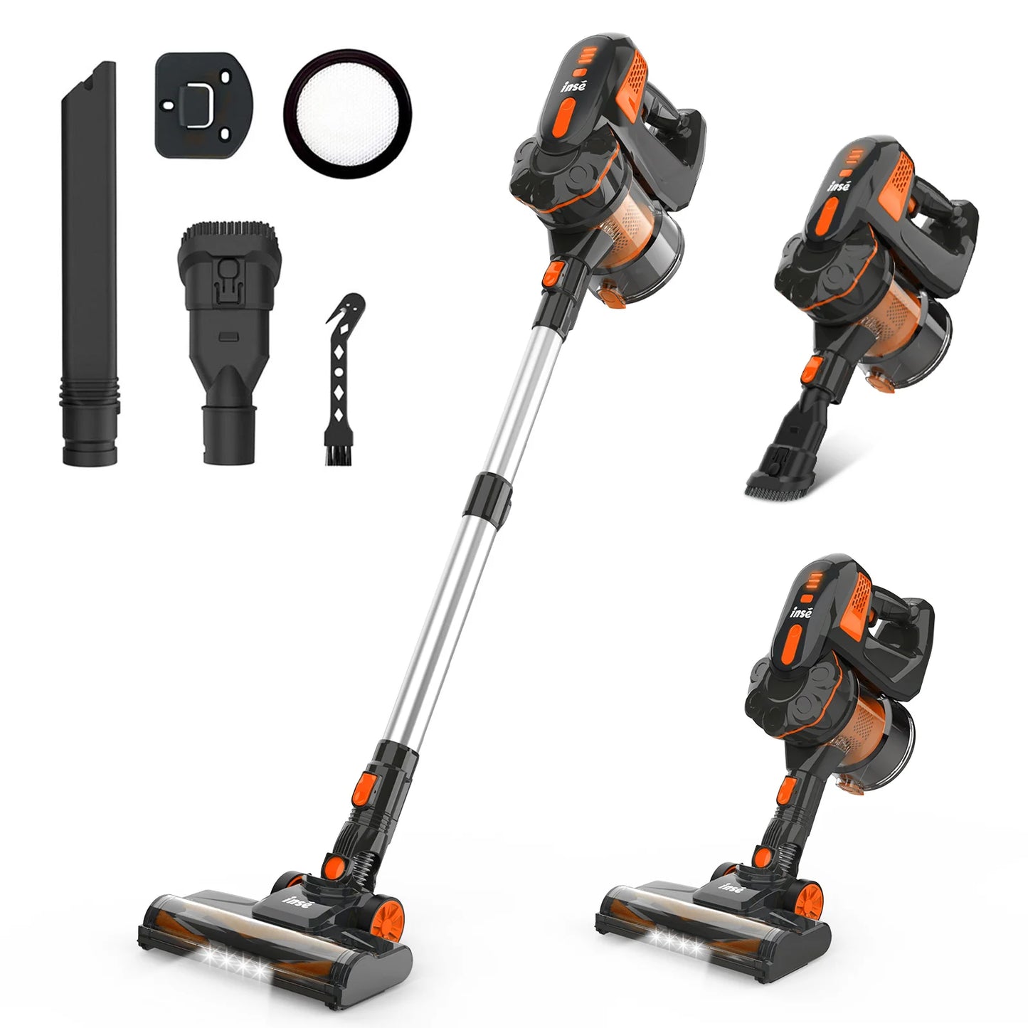 INSE V770 Cordless Vacuum, Powerful Brushless Motor, Quiet & Lightweight, Orange