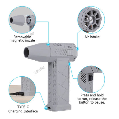 Powerful Mini Turbo Jet Fan: 110,000 RPM, 45m/s Wind Speed, Brushless Motor, Handheld Duct Fan for High-Performance Cyclone Turbo Electric Blowing