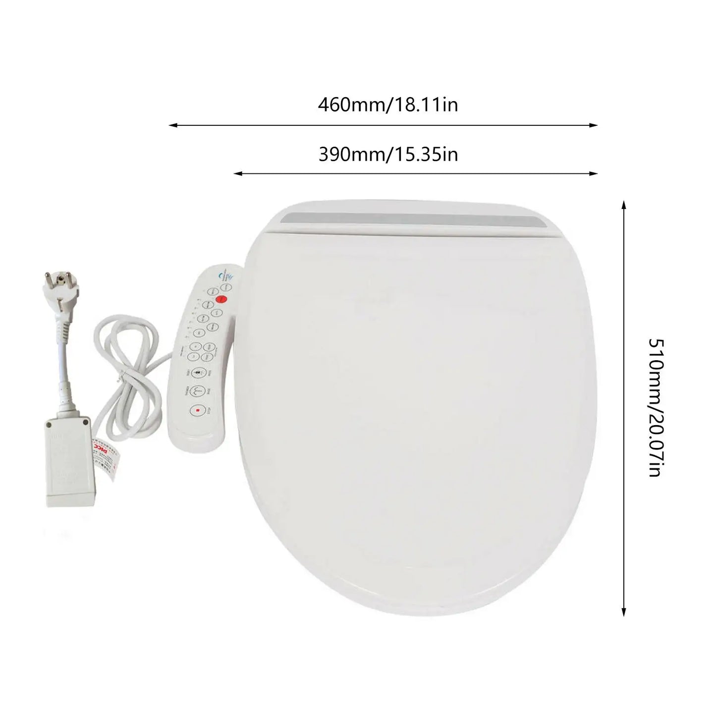 Multifunctional Auto Flush Toilet Seat Bathroom Electric Bidet Cover W/ Heated Anti-Bacterial Seat Double Nozzles Self-Cleaning