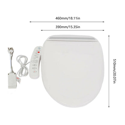 Multifunctional Auto Flush Toilet Seat Bathroom Electric Bidet Cover W/ Heated Anti-Bacterial Seat Double Nozzles Self-Cleaning