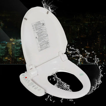 Multifunctional Auto Flush Toilet Seat Bathroom Electric Bidet Cover W/ Heated Anti-Bacterial Seat Double Nozzles Self-Cleaning