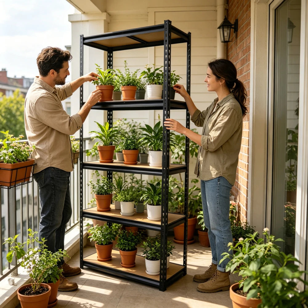 Heavy Duty 5-Tier Metal Storage Rack 71" with MDF Shelves