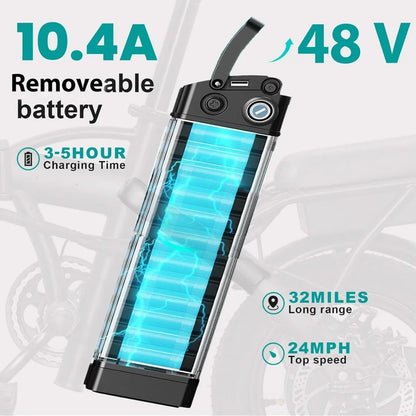 Folding Electric Commuter Bike 14" – 24MPH, 32 Mile Range