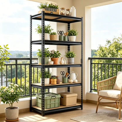 Heavy Duty 5-Tier Metal Storage Rack 71" with MDF Shelves