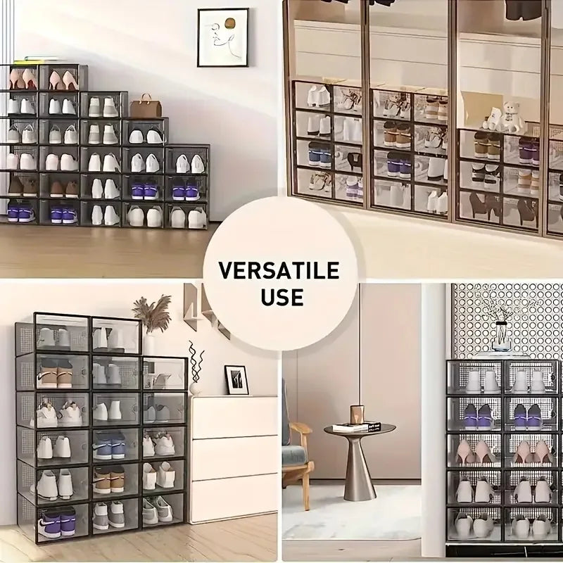 12-Pack Transparent Stackable Shoe Storage Boxes