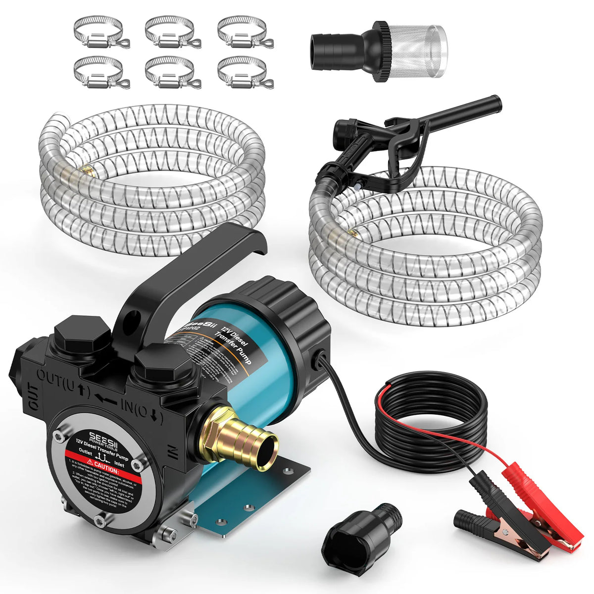 Complete Combo Kit Emitting Color 12V Diesel Fuel Transfer Pump Kit – 13 GPM Portable